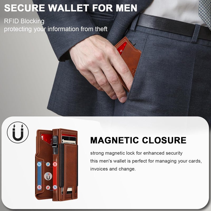 SEMORID Wallet for Men Wallet with Slim Pop Up Card Holder 9-13 Cards, Bifold Minimalist Smart Wallet RFID Blocking Credit Card Holder with ID Window & Stretchable Cash Slot Compact Metal Aluminum Card Case - Image 5